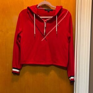Tommy Hilfiger Women's Red Zip-Up Hoodie